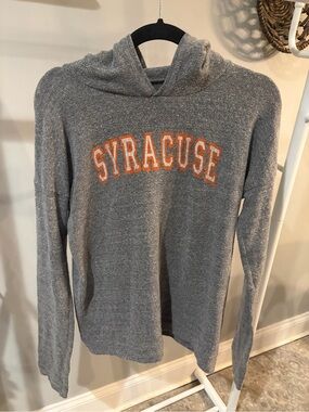 Syracuse Gray Crewneck Hooded Sweater with Orange Lettering size medium